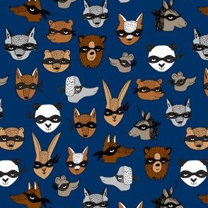 SMALLER - bandit animals // navy blue animal fabric cute kiddos pattern print design andrea lauren animals fabric