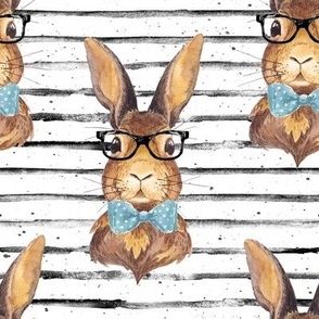 8" BUNNY WITH GLASSES larger stripes
