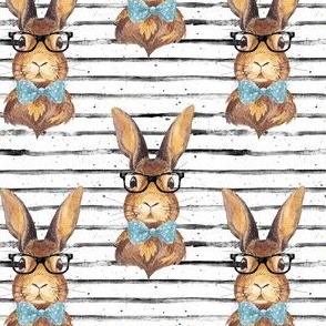 4" BUNNY WITH GLASSES larger stripes