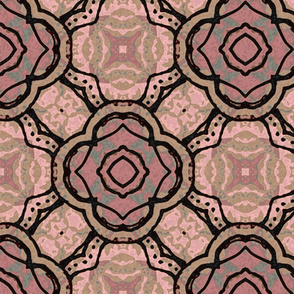  Batik / pink geometric flowers