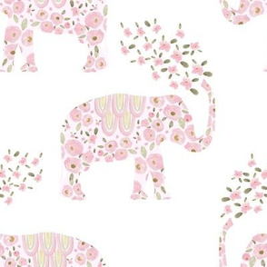 8" Boho Pastel Elephant Floral Pink Back