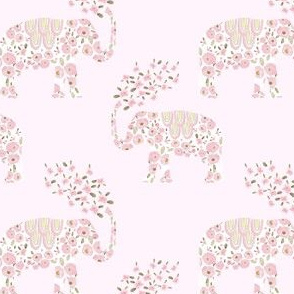 4" Boho Pastel Elephant Floral Pink with White Back
