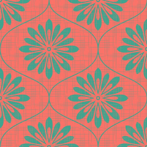 Flower Weave Texture ~ Coral Turquoise