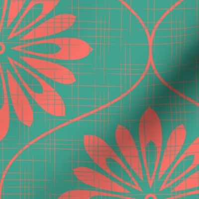 Flower Weave Texture ~ Turquoise Coral
