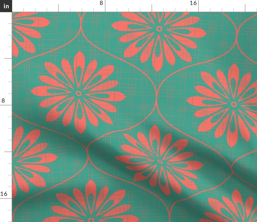 Flower Weave Texture ~ Turquoise Coral