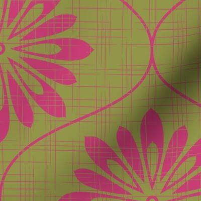 Flower Weave Texture ~ Green Pink