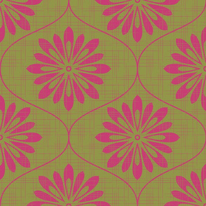 Flower Weave Texture ~ Green Pink