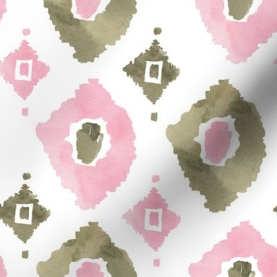 8" Pink and Green Ikat Print