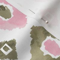 8" Pink and Green Ikat Print