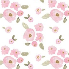 4" Pink Pastel Florals White