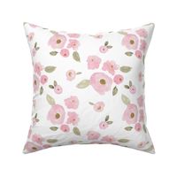 8" Pink Pastel Florals White