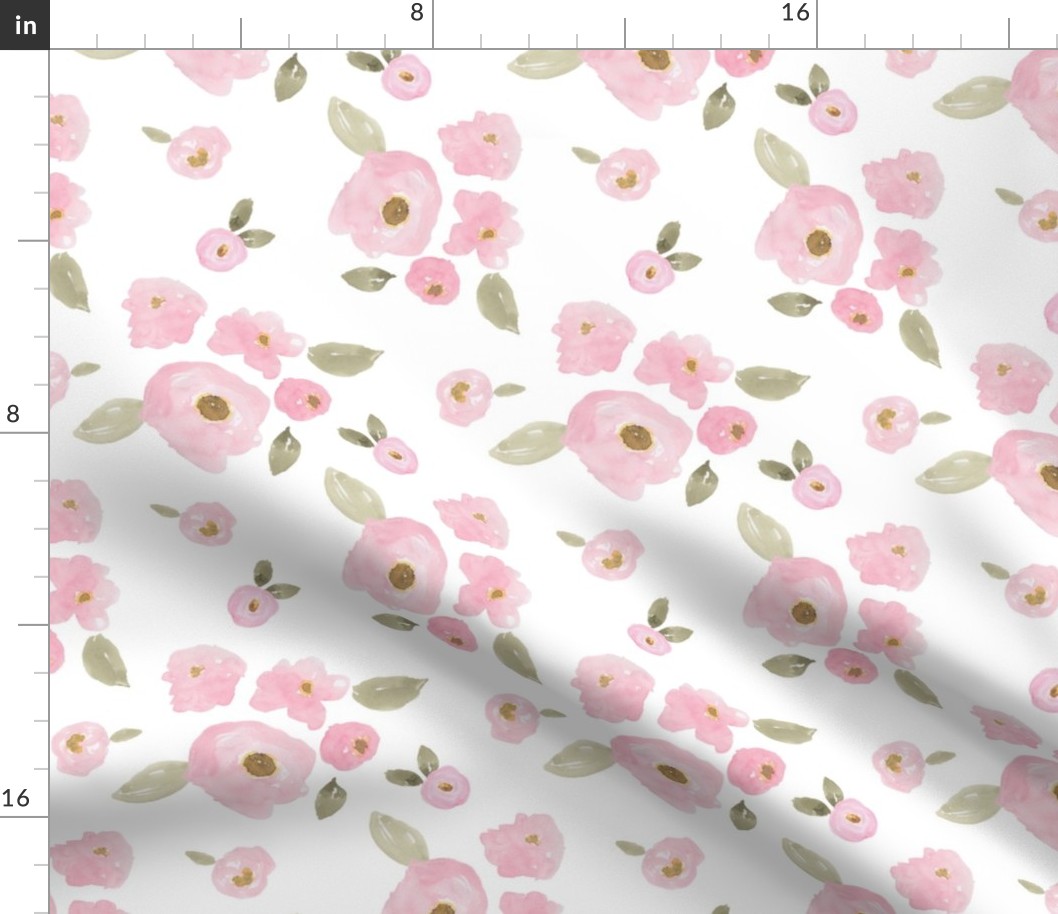 8" Pink Pastel Florals White