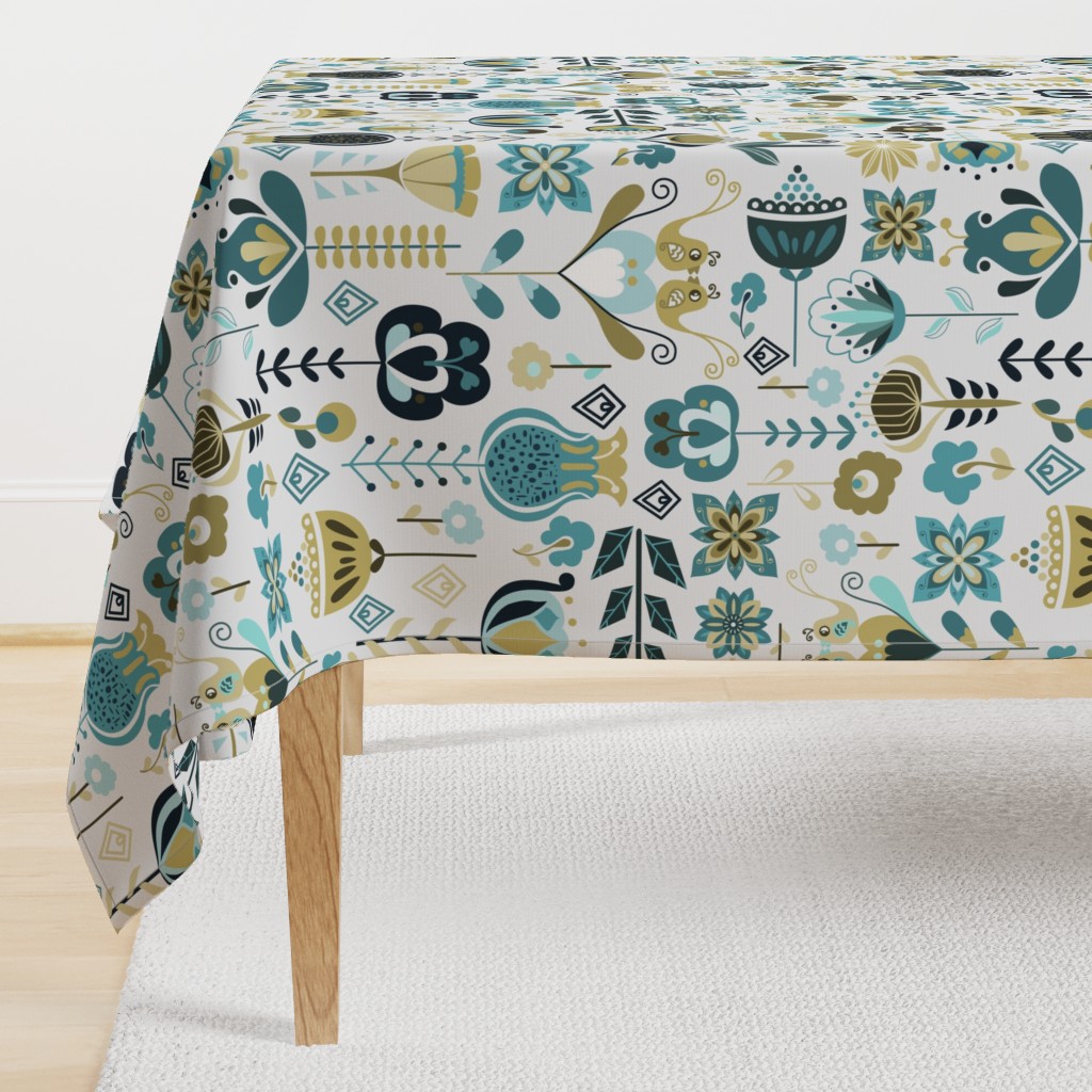 Scandi Flowers - Blue and Green