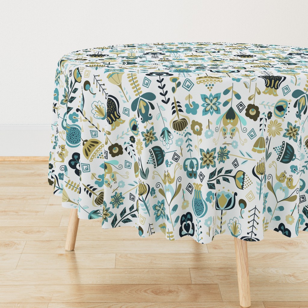 Scandi Flowers - Blue and Green