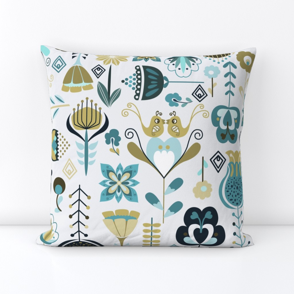 Scandi Flowers - Blue and Green