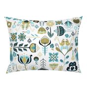 Scandi Flowers - Blue and Green