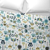 Scandi Flowers - Blue and Green