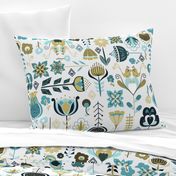 Scandi Flowers - Blue and Green