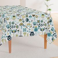 Scandi Flowers - Blue and Green