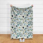 Scandi Flowers - Blue and Green