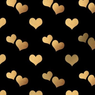 Gold (faux) Hearts on black