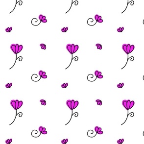 Magenta flowers on white background