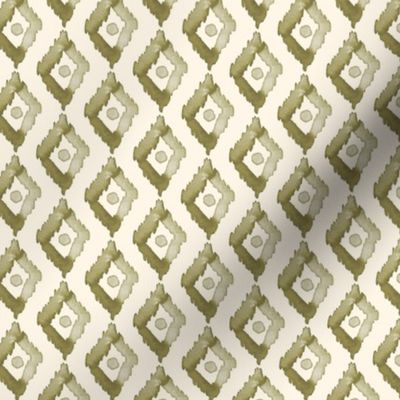 18-1j Olive green Diamond on Cream - Small