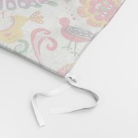 scandinavian folkart birdies | white