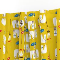 Scandi birds yellow 12"