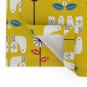 Scandi birds yellow 12"