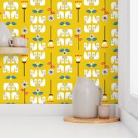 Scandi birds yellow 12"