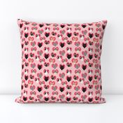 SMALL - love cat pink  hearts cute valentines love cat kitty kitten cute hearts cat lady fabric