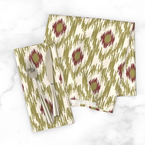 18-1d Medallion Ikat Olive Burgundy Red Cream _ Miss Chiff Designs  