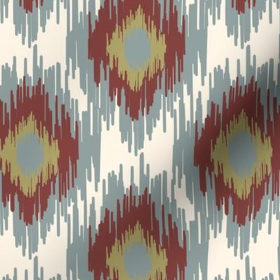 18-1b Medallion Ikat Dusty Blue Red Cream Olive Green  _ Miss Chiff Designs 