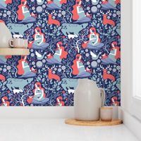 Small scale // Mother Nature Scandinavian Inspiration // navy background