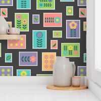 Postage stamps mid-century modern Wallpaper