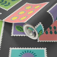Postage stamps mid-century modern Wallpaper