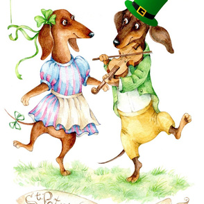 Dachshunds St Patrics day Pannel Dog clover