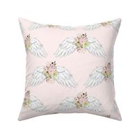 8" Pink Floral Wings Pink Background