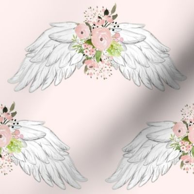 8" Pink Floral Wings Pink Background