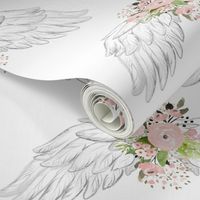 4" Pink Floral Wings White