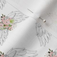 4" Pink Floral Wings White