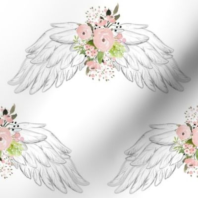 8" Pink Floral Wings White