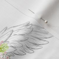 8" Pink Floral Wings White