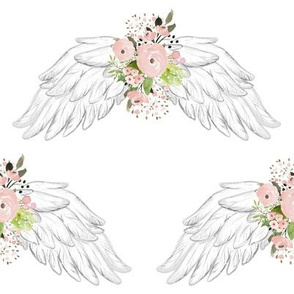 8" Pink Floral Wings White