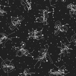 Zodiac Constellations ~ Grey White