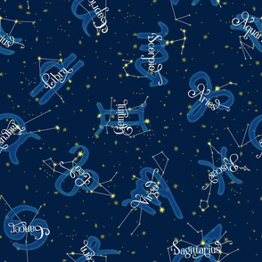 Zodiac Constellations ~ Blue Yellow