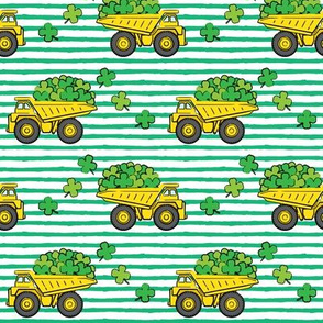 Loads of Luck - Green Stripes - St Patricks Day Shamrock Construction Trucks