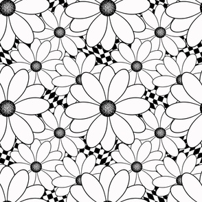Black and white floral pattern.