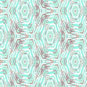 Ethnic ikat pattern. Turquoise, brown ornament on a white background.